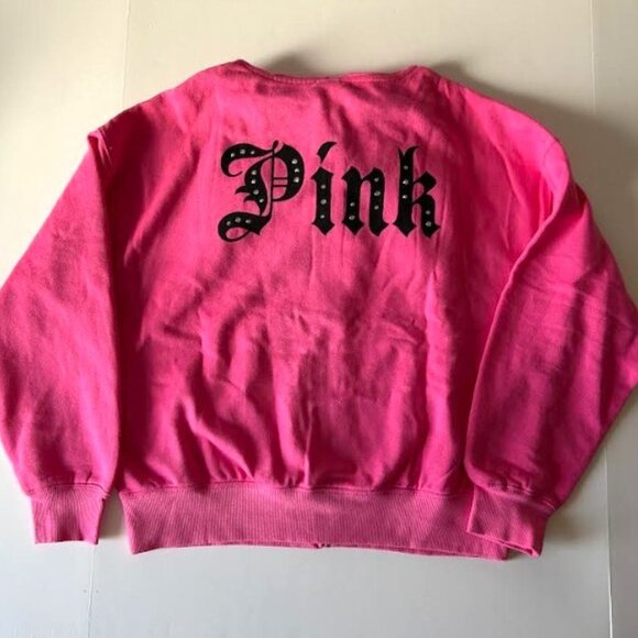 VS PINK Hoodie Ivy Fleece Campus Full-Zip Hoodie Carmine Rose Halloween S - Picture 5 of 5